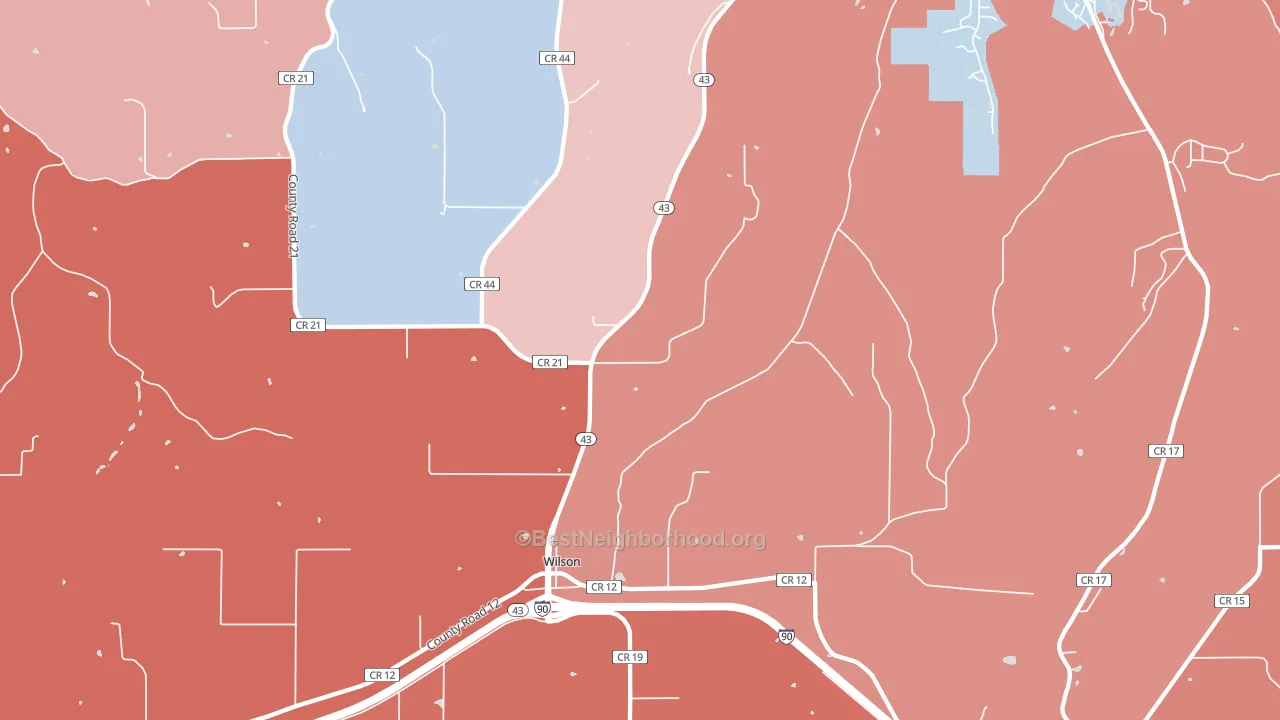 Wilson, MN block-group political-lean map