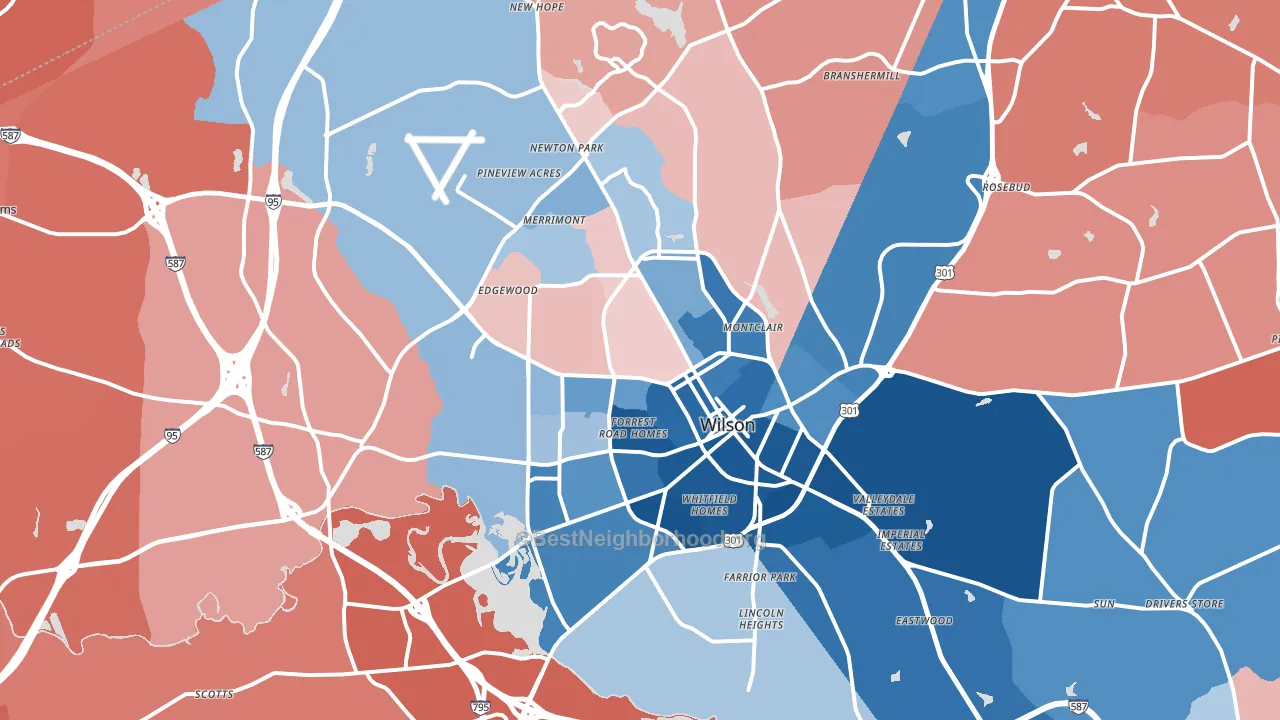 Wilson, NC block-group political-lean map