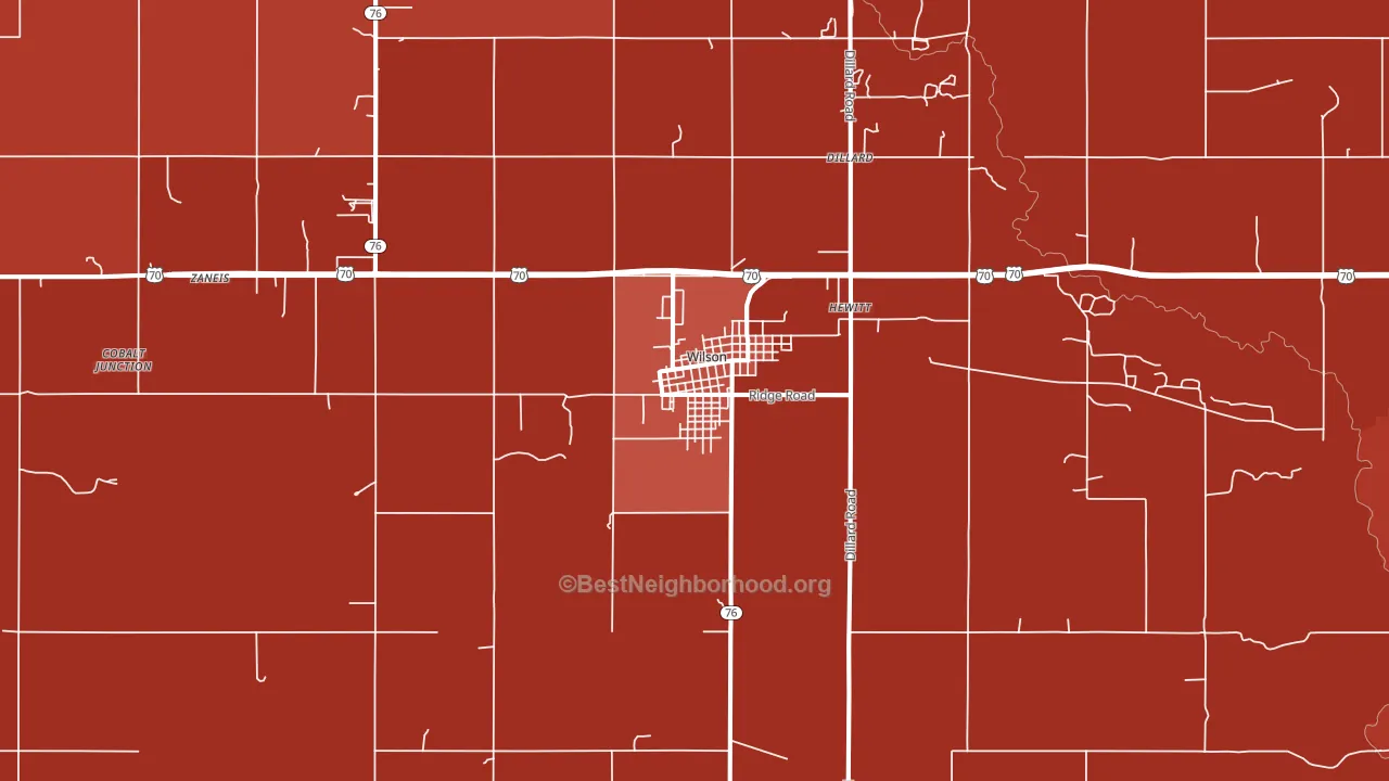 Wilson, OK block-group political-lean map