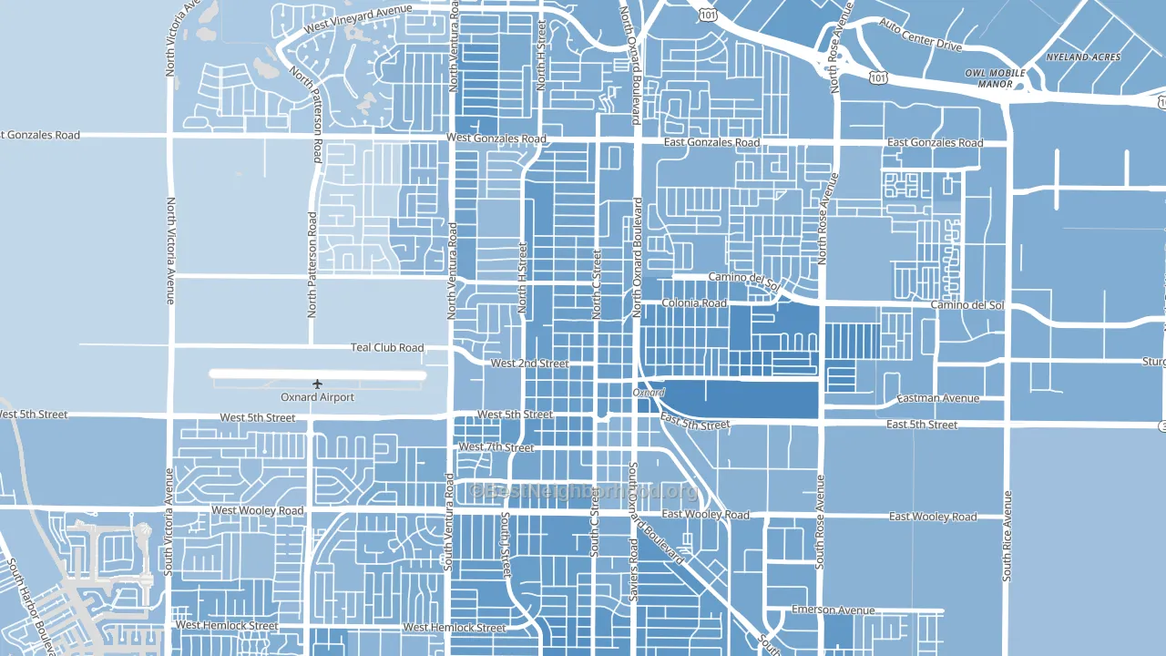Wilson, Oxnard, CA block-group political-lean map