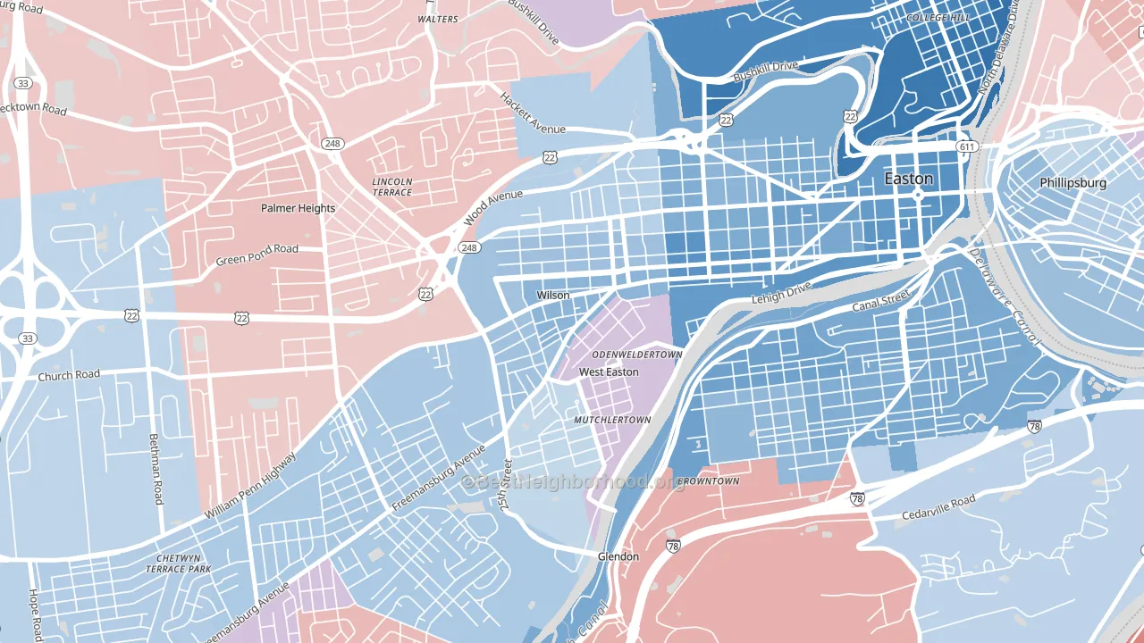 Wilson, PA block-group political-lean map