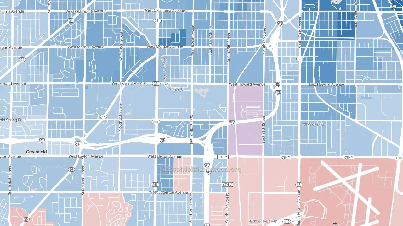 Wilson Park, Milwaukee, WI block-group political-lean map