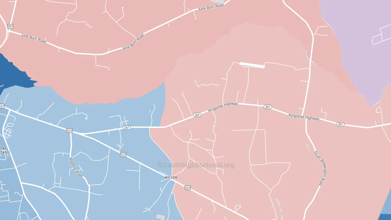 Wilson, SC block-group political-lean map