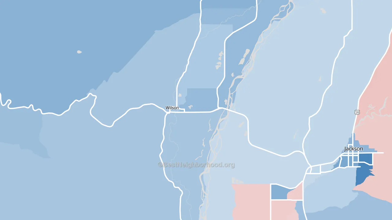 Wilson, WY block-group political-lean map