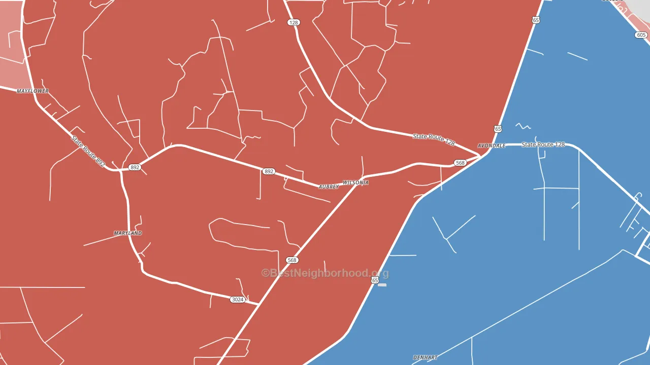 Wilsonia, LA block-group political-lean map