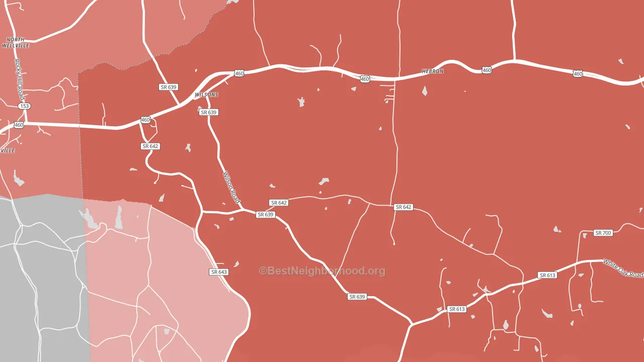 Wilsons, VA block-group political-lean map