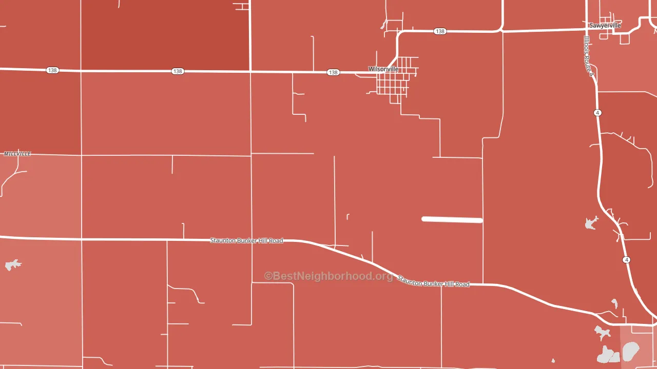 Wilsonville, IL block-group political-lean map