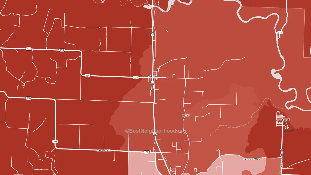 Wilton, AR block-group political-lean map