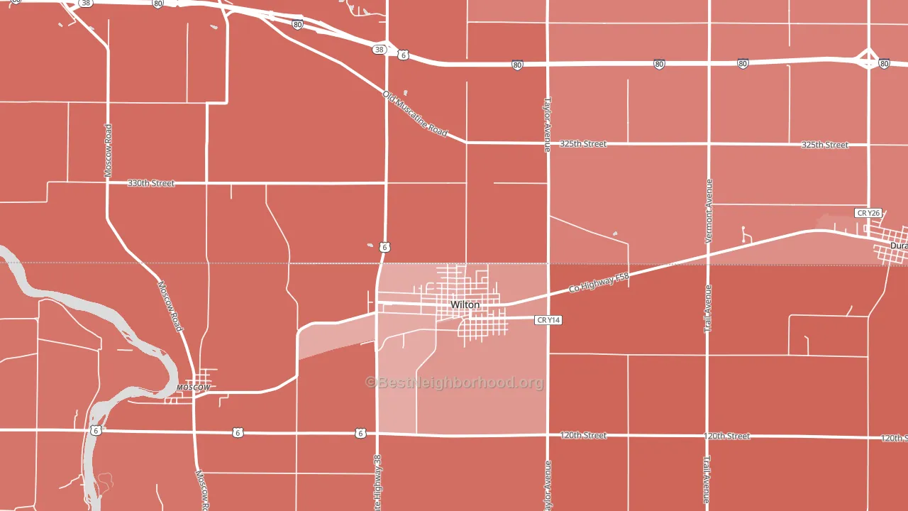Wilton, IA block-group political-lean map