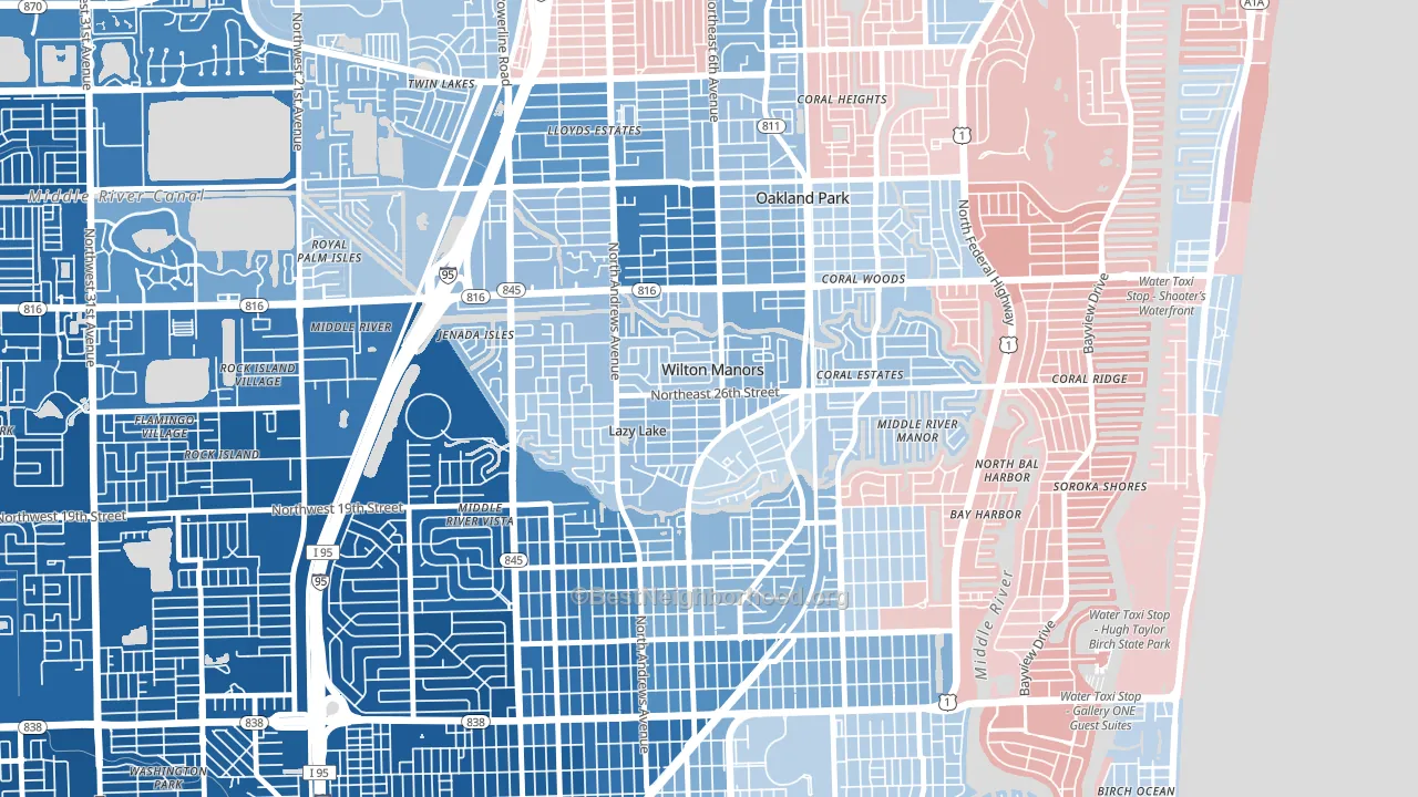 Wilton Manors, FL block-group political-lean map