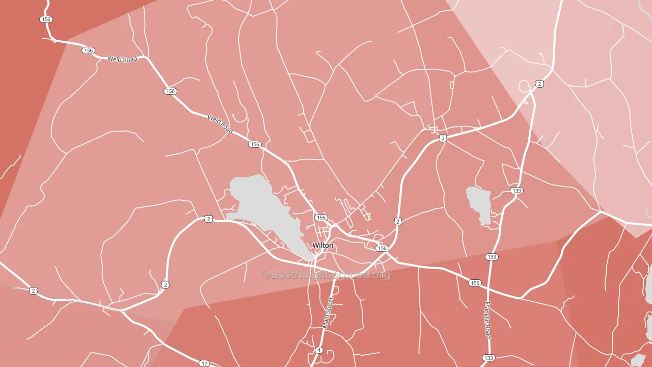 Wilton, ME block-group political-lean map