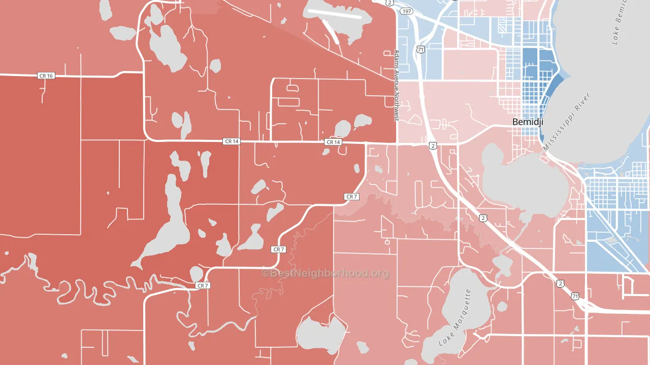 Wilton, MN block-group political-lean map