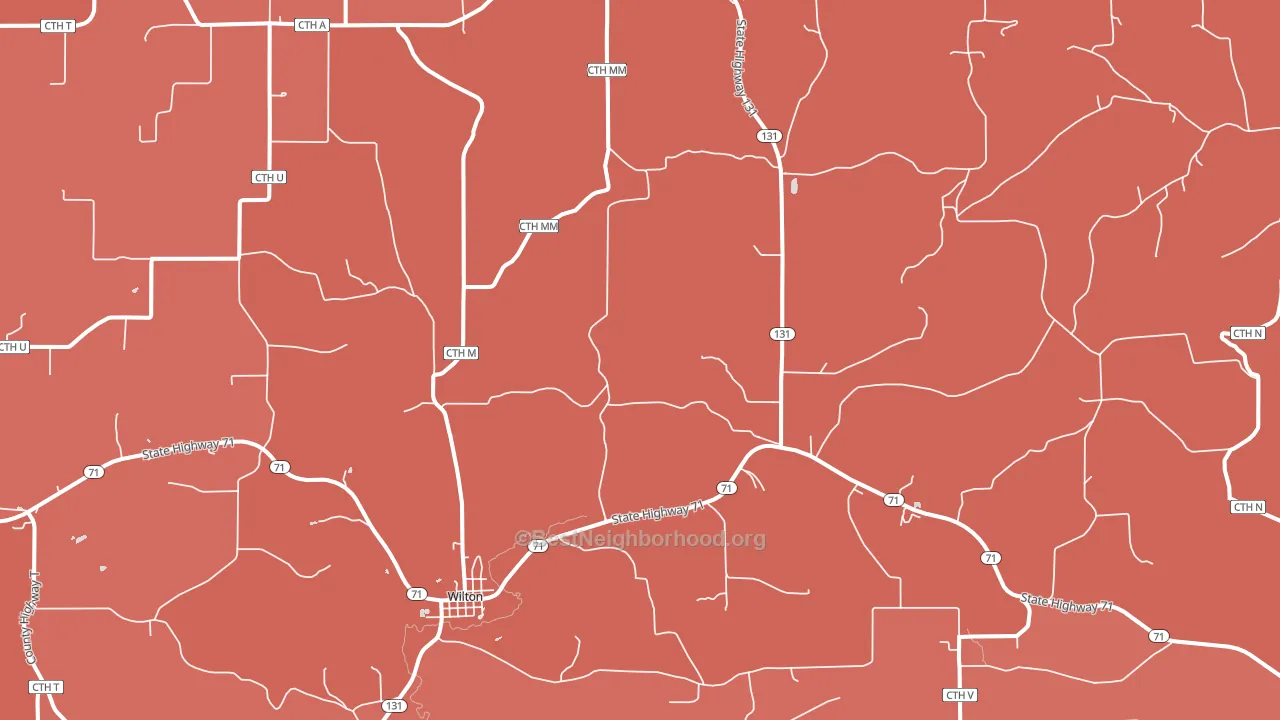 Wilton, WI block-group political-lean map