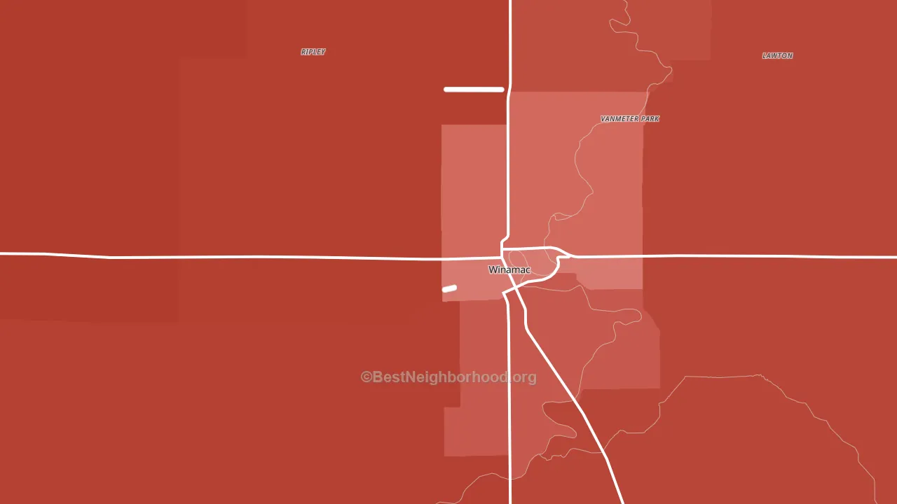Winamac, IN block-group political-lean map