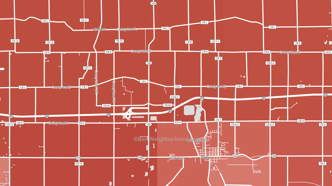 Winameg, OH block-group political-lean map