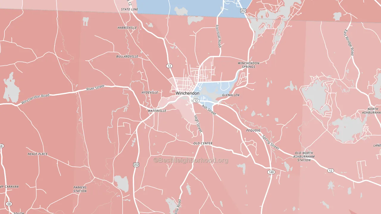 Winchendon, MA block-group political-lean map