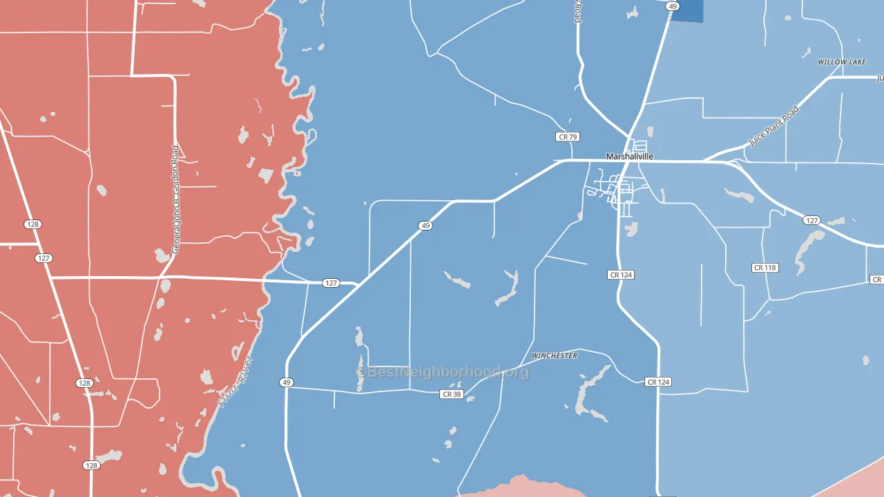 Winchester, GA block-group political-lean map