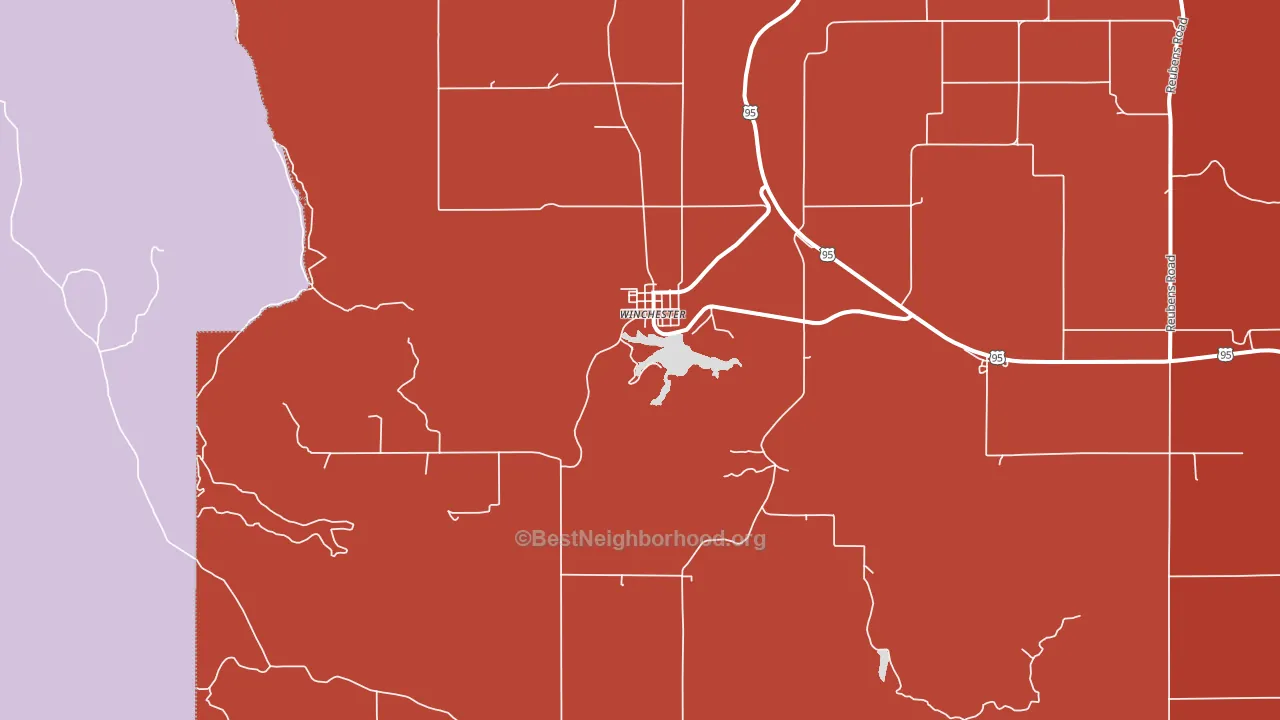 Winchester, ID block-group political-lean map