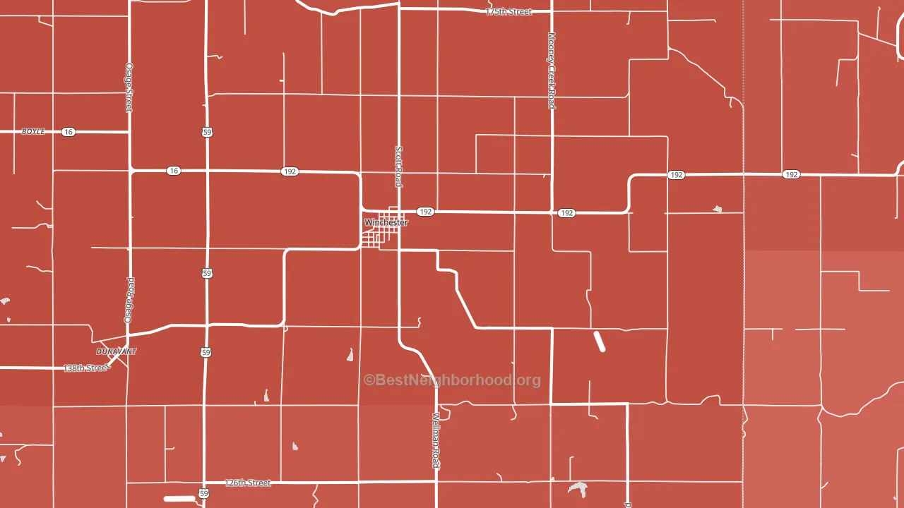 Winchester, KS block-group political-lean map