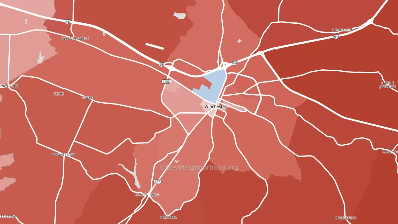 Winchester, KY block-group political-lean map