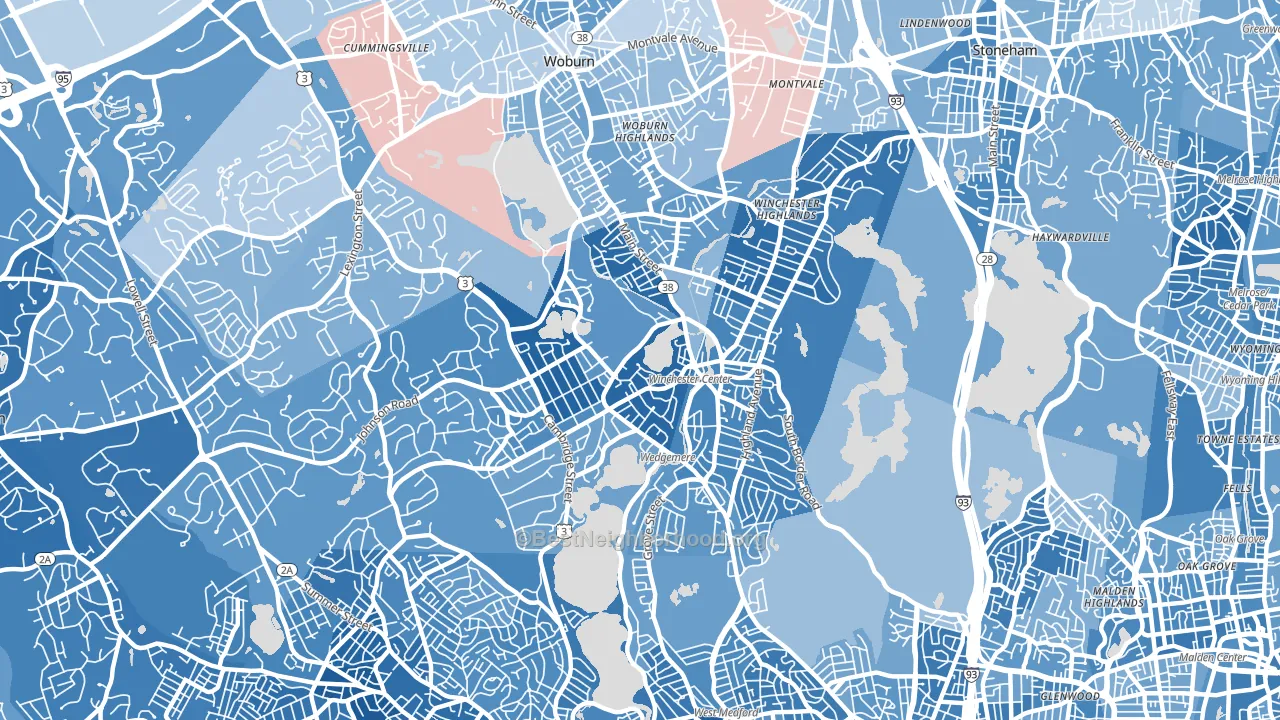 Winchester, MA block-group political-lean map