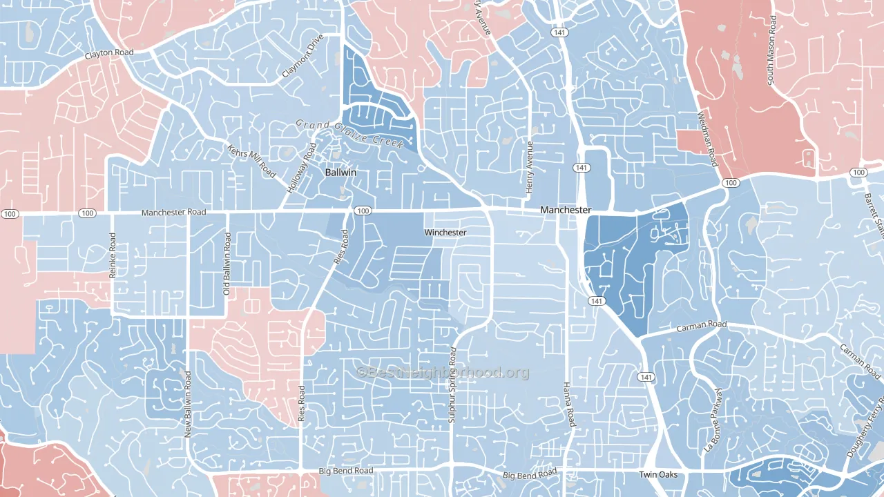 Winchester, MO block-group political-lean map