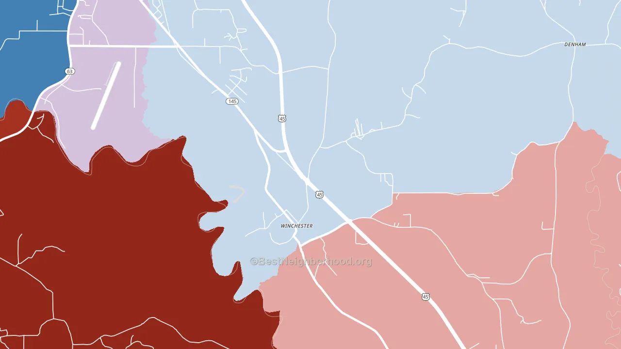 Winchester, MS block-group political-lean map