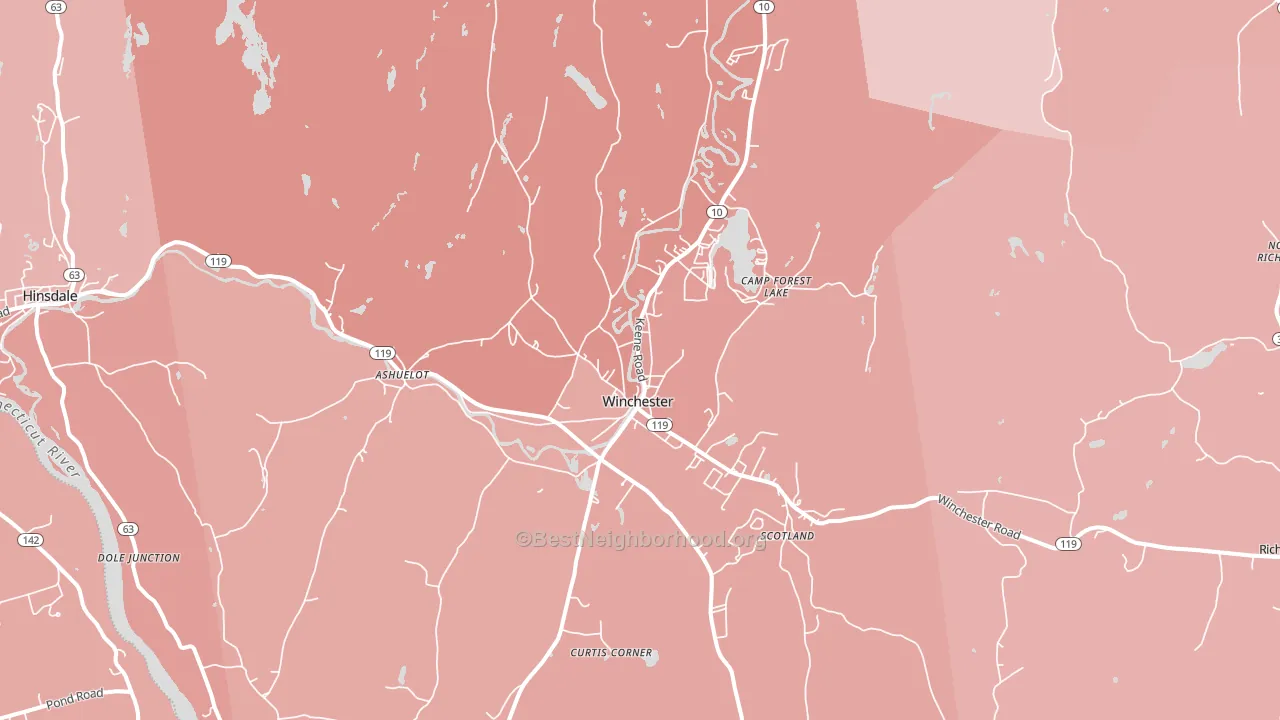 Winchester, NH block-group political-lean map