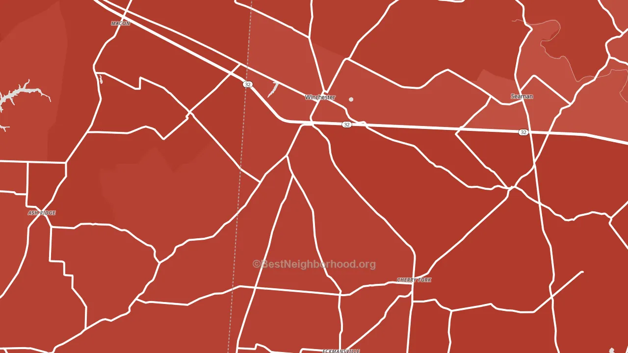 Winchester, OH block-group political-lean map