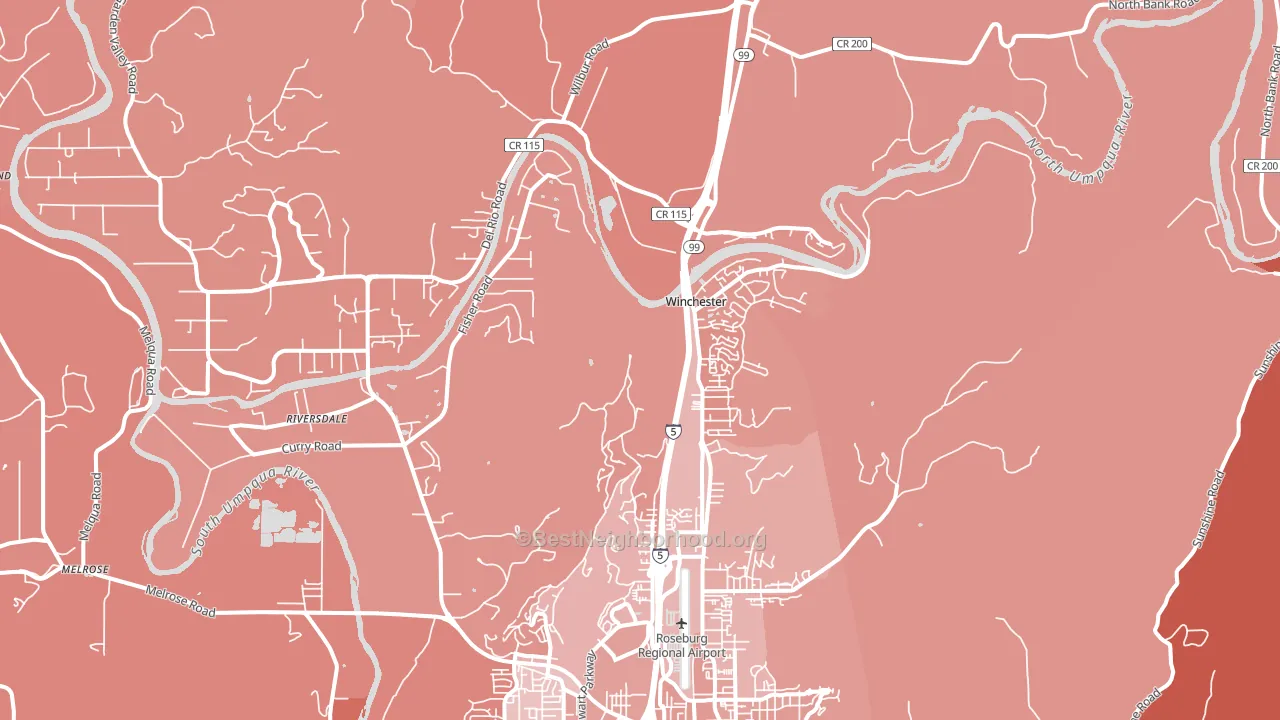 Winchester, OR block-group political-lean map