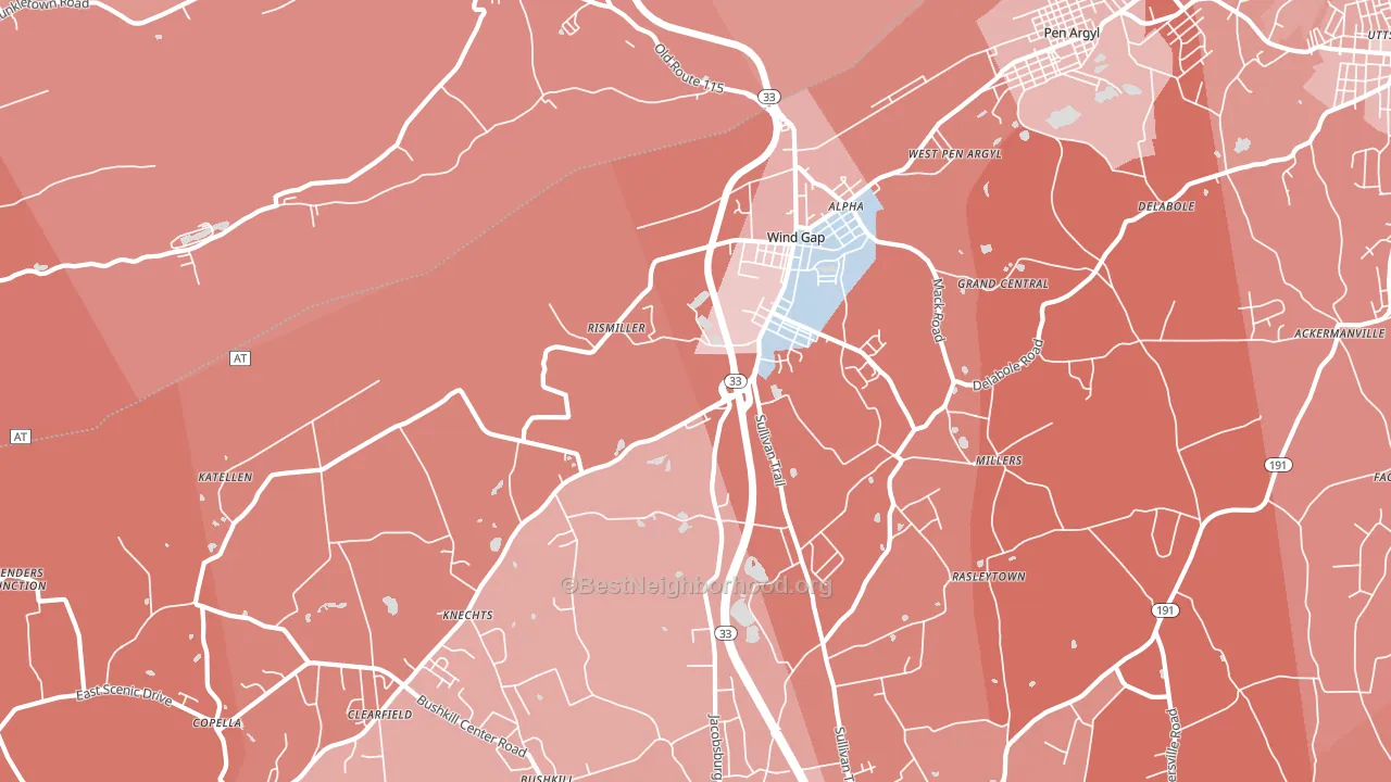 Wind Gap, PA block-group political-lean map