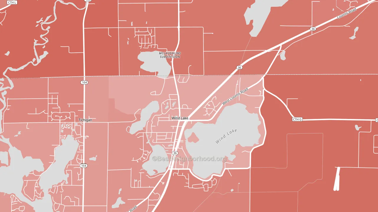 Wind Lake, WI block-group political-lean map