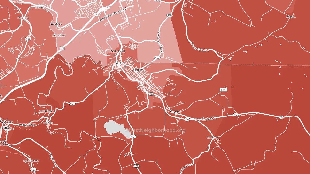 Windber, PA block-group political-lean map