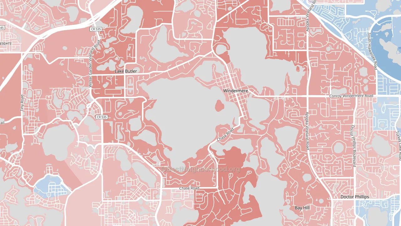 Windermere, FL block-group political-lean map