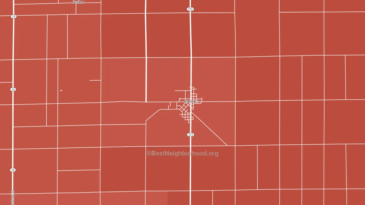 Windfall City, IN block-group political-lean map