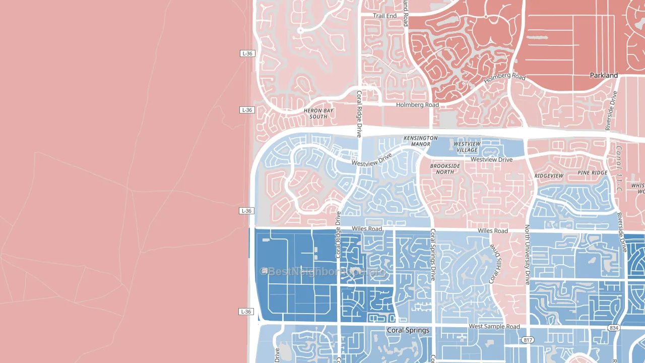 Windham, Coral Springs, FL block-group political-lean map