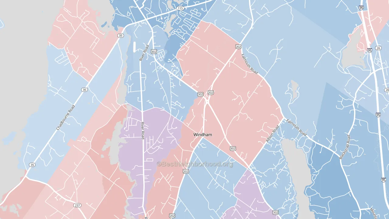 Windham, ME block-group political-lean map