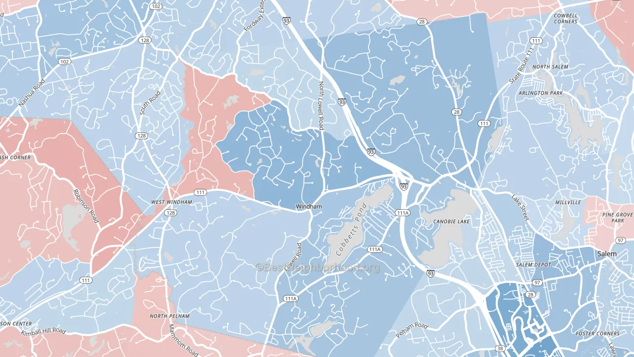 Windham, NH block-group political-lean map