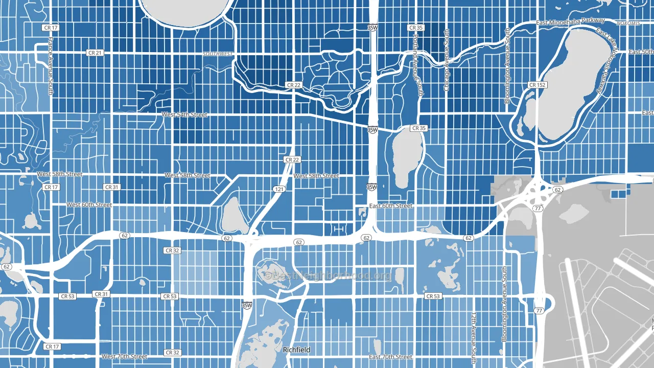 Windom, Minneapolis, MN block-group political-lean map