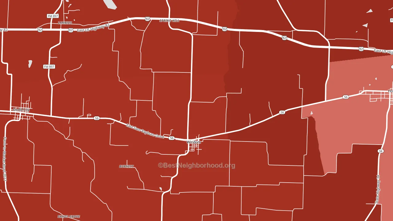 Windom, TX block-group political-lean map