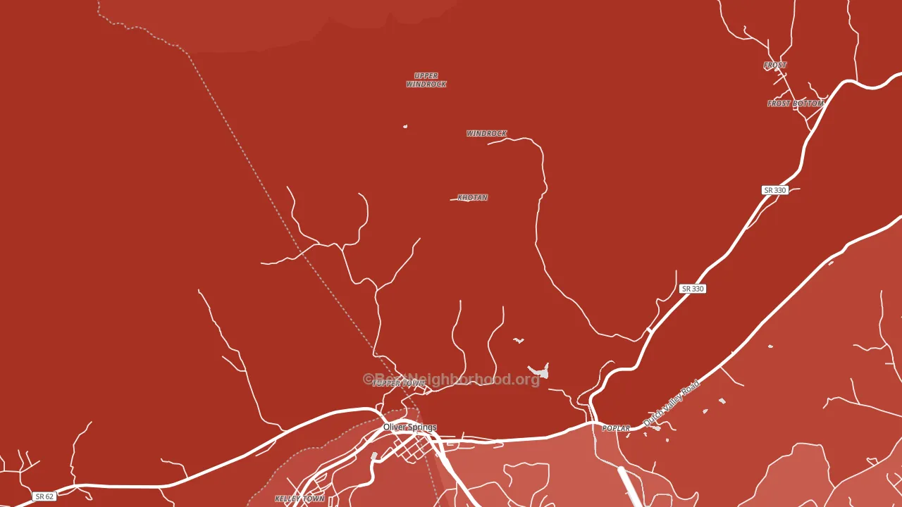 Windrock, TN block-group political-lean map