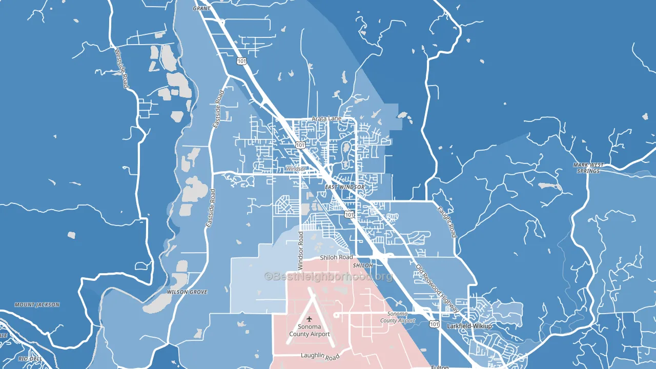 Windsor, CA block-group political-lean map