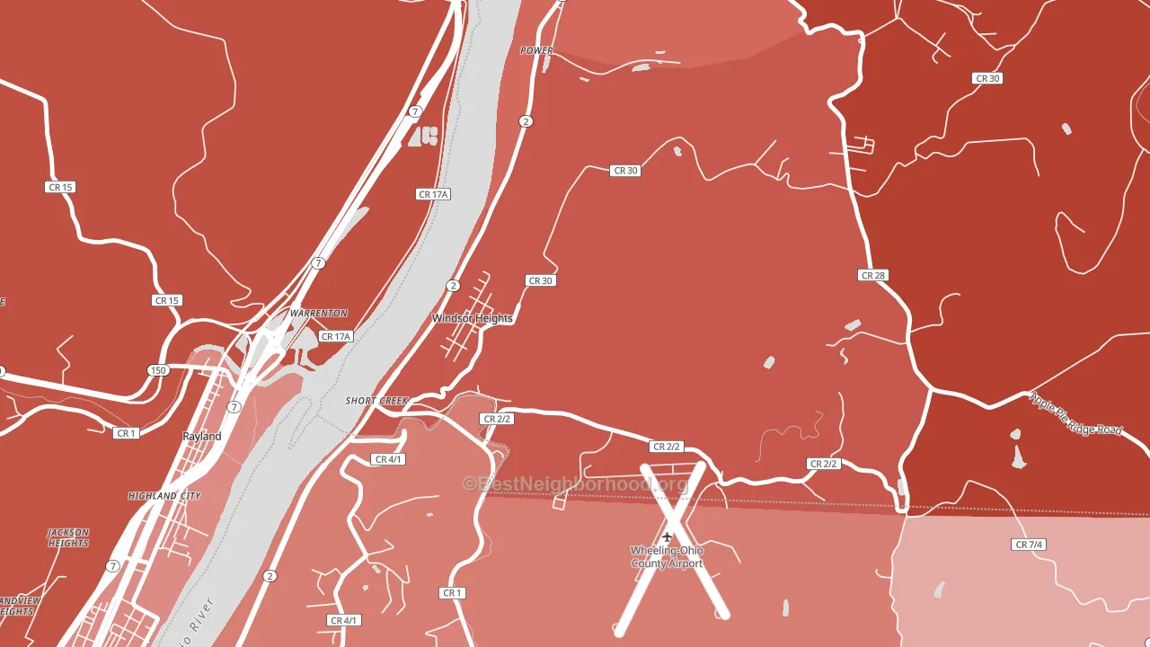 Windsor Heights, WV block-group political-lean map
