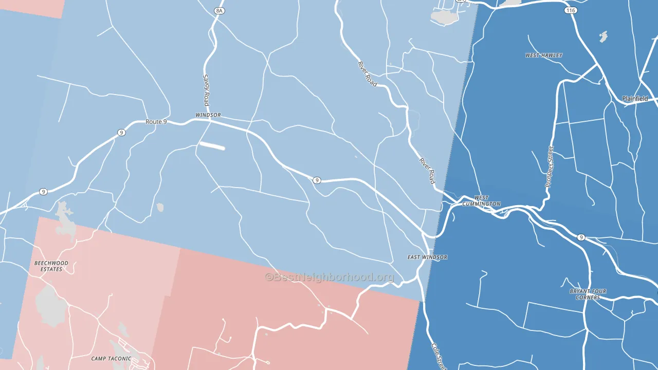 Windsor, MA block-group political-lean map
