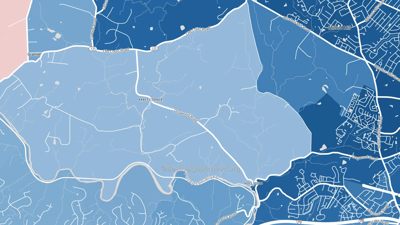Windsor Mill, MD block-group political-lean map