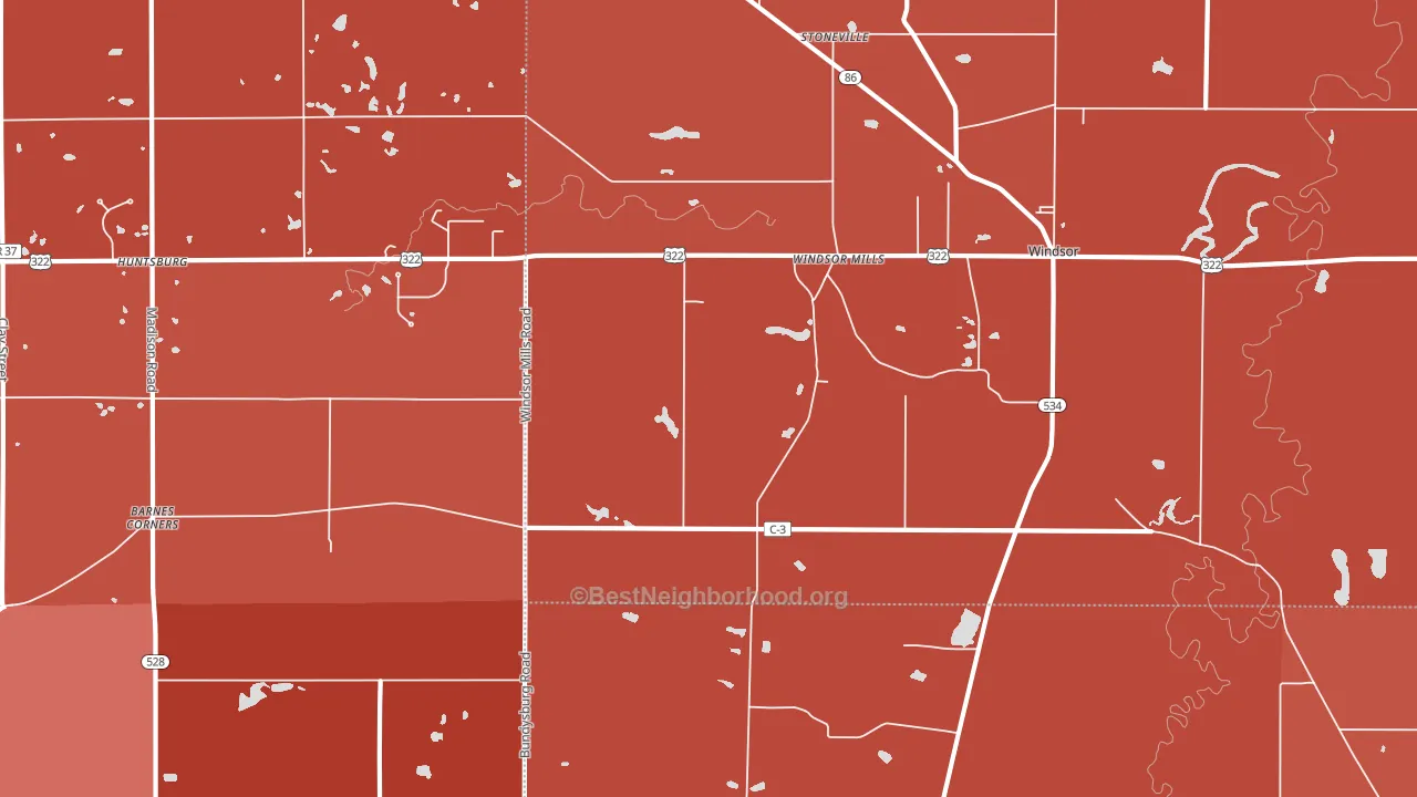 Windsor Mills, OH block-group political-lean map