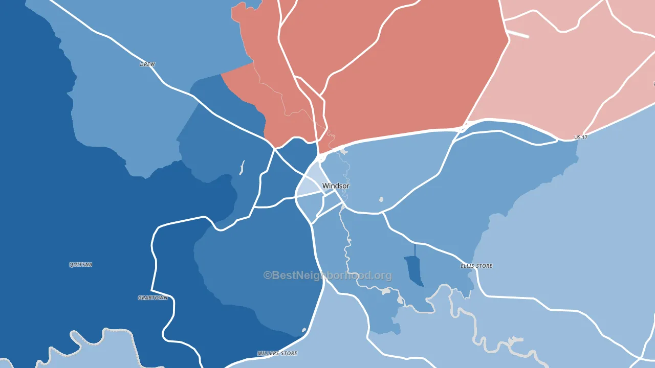 Windsor, NC block-group political-lean map