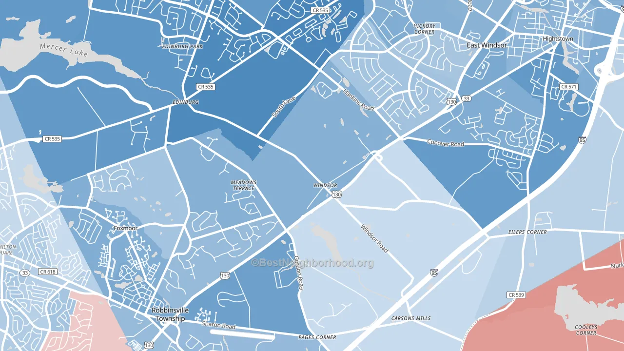 Windsor, NJ block-group political-lean map