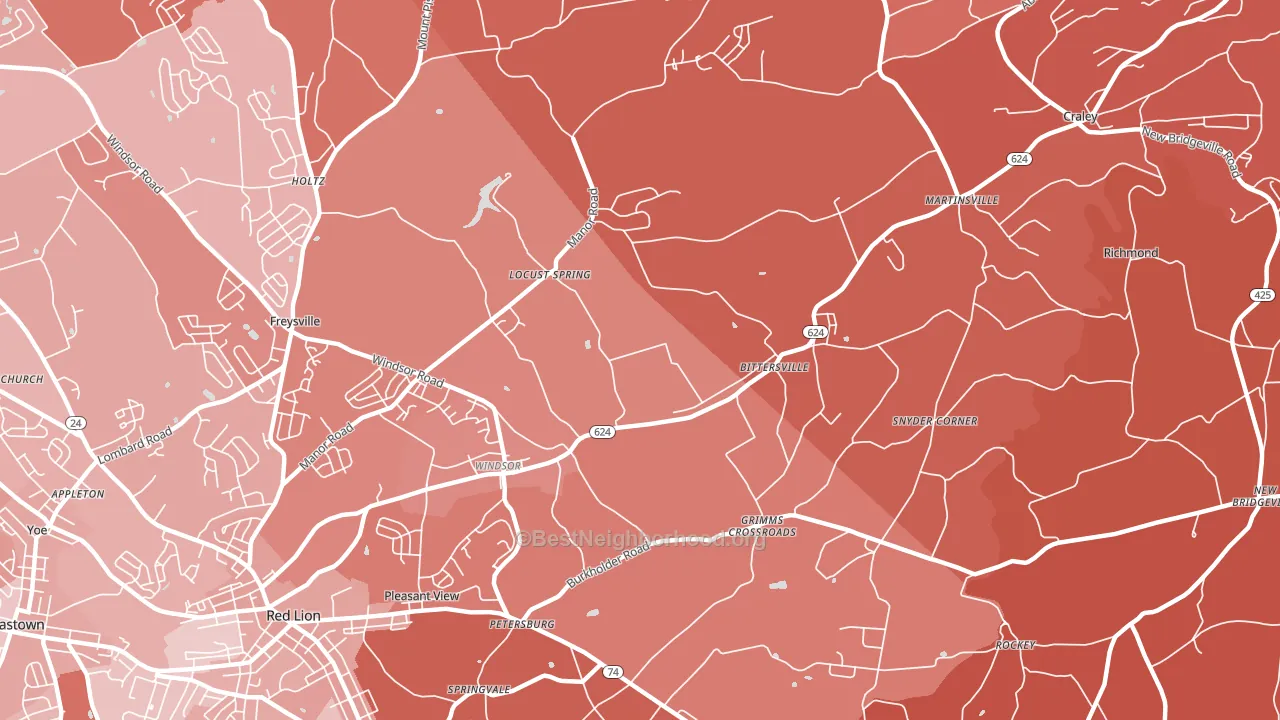 Windsor, PA block-group political-lean map