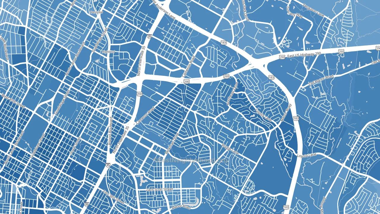 Windsor Park, Austin, TX block-group political-lean map